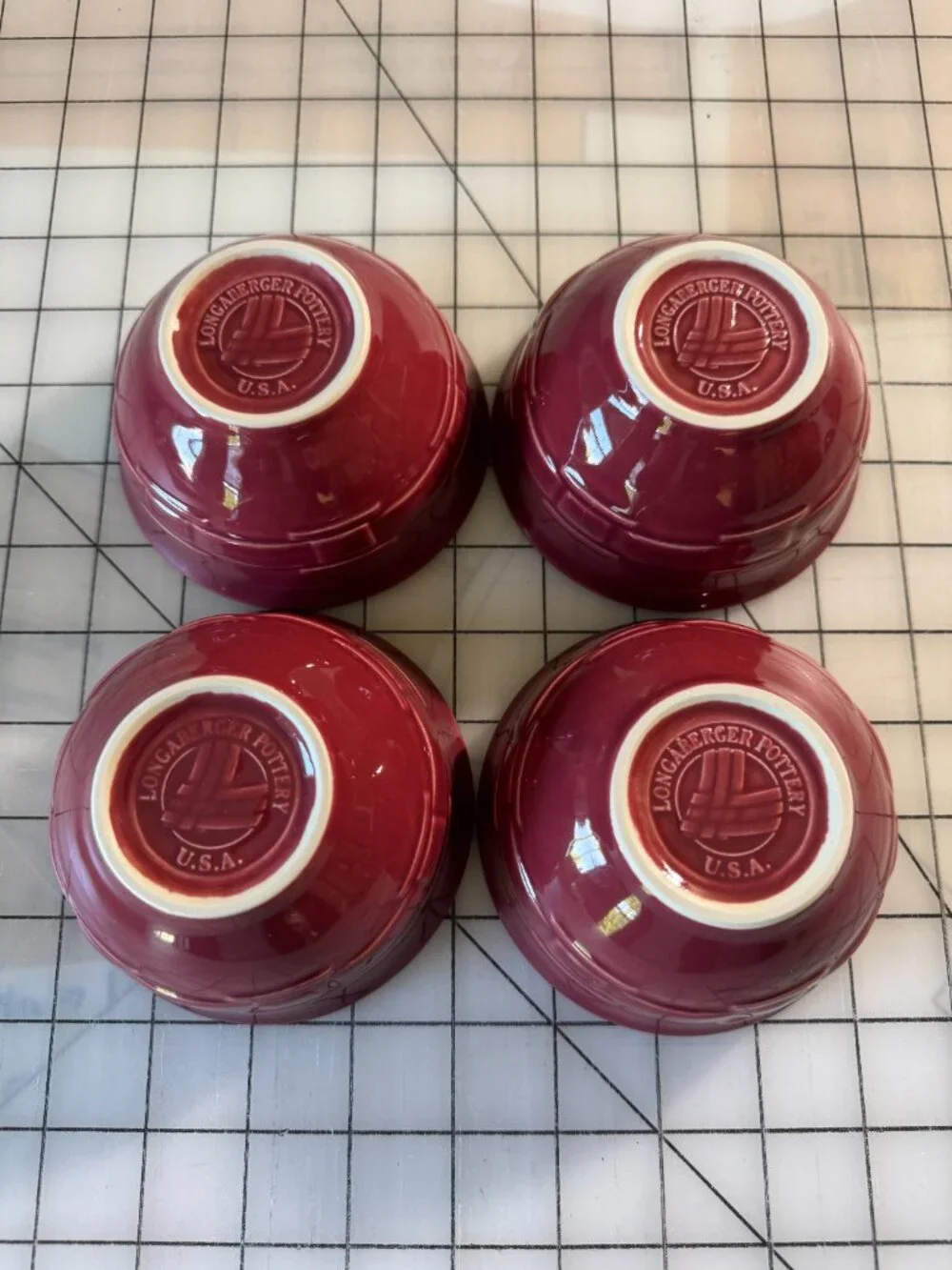 Longaberger Paprika Red Dessert & Condiment Bowl Caddy Set